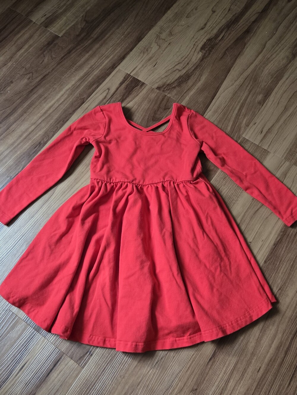 Stelle Red Long Sleeve Cotton A-line Twirl Dress Girls 4 EUC
